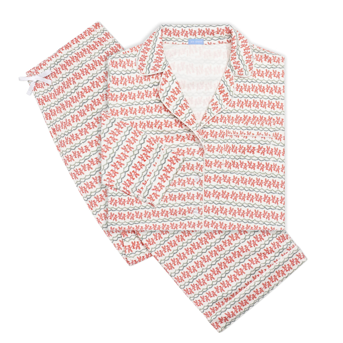 Christmas Lobster Women's Button Front Long Pajama Set