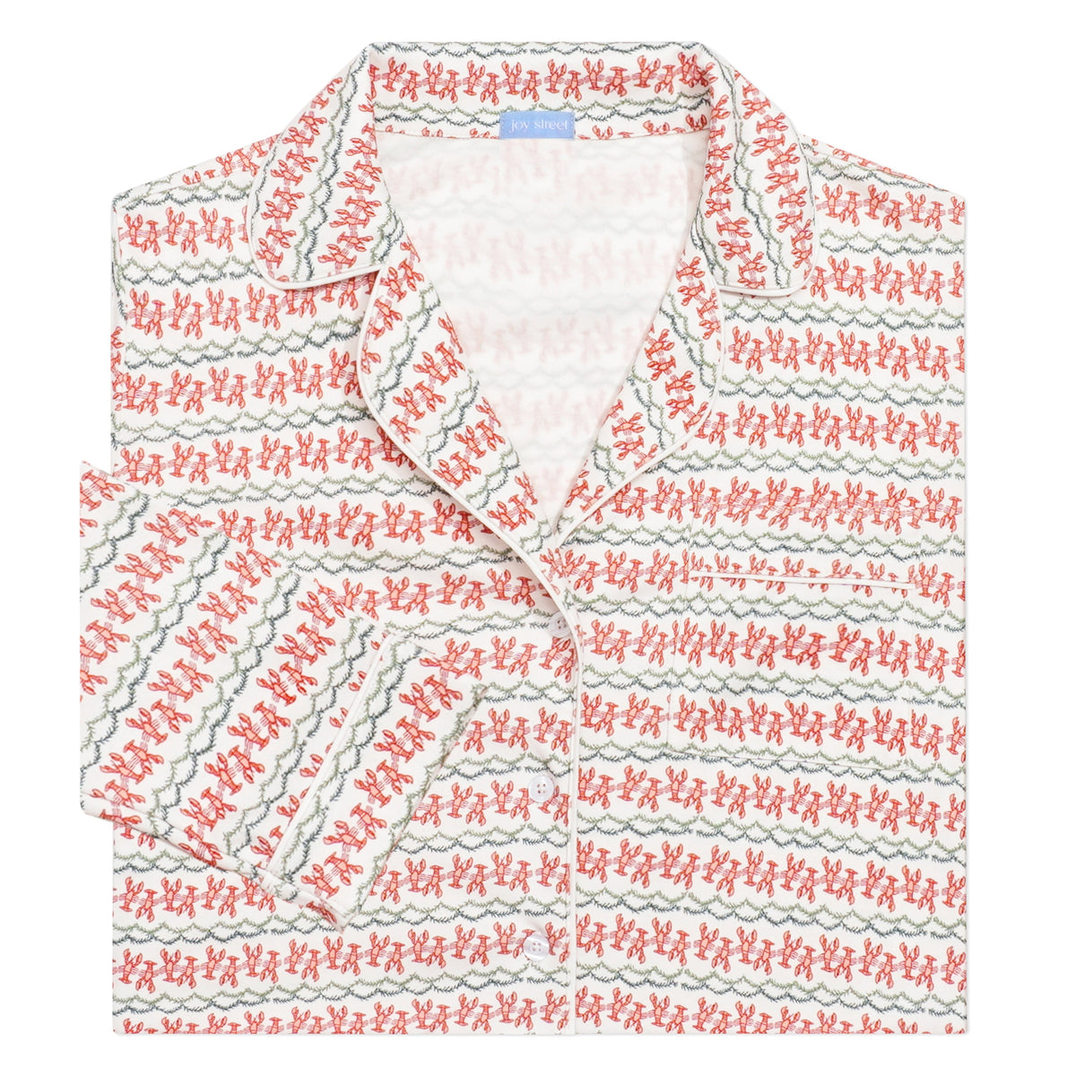 Christmas Lobster Women's Button Front Long Pajama Set