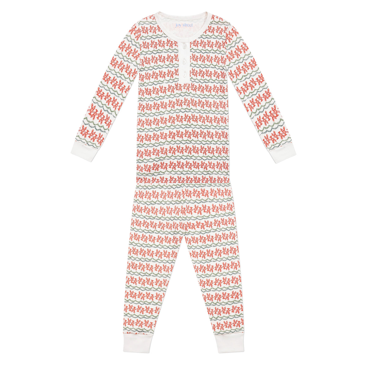 Christmas Lobsters Two Piece Kids Henley Pajamas