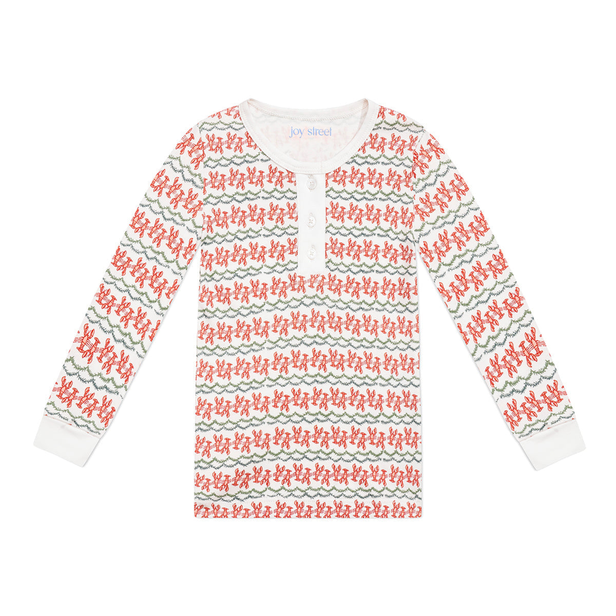 Christmas Lobsters Two Piece Kids Henley Pajamas