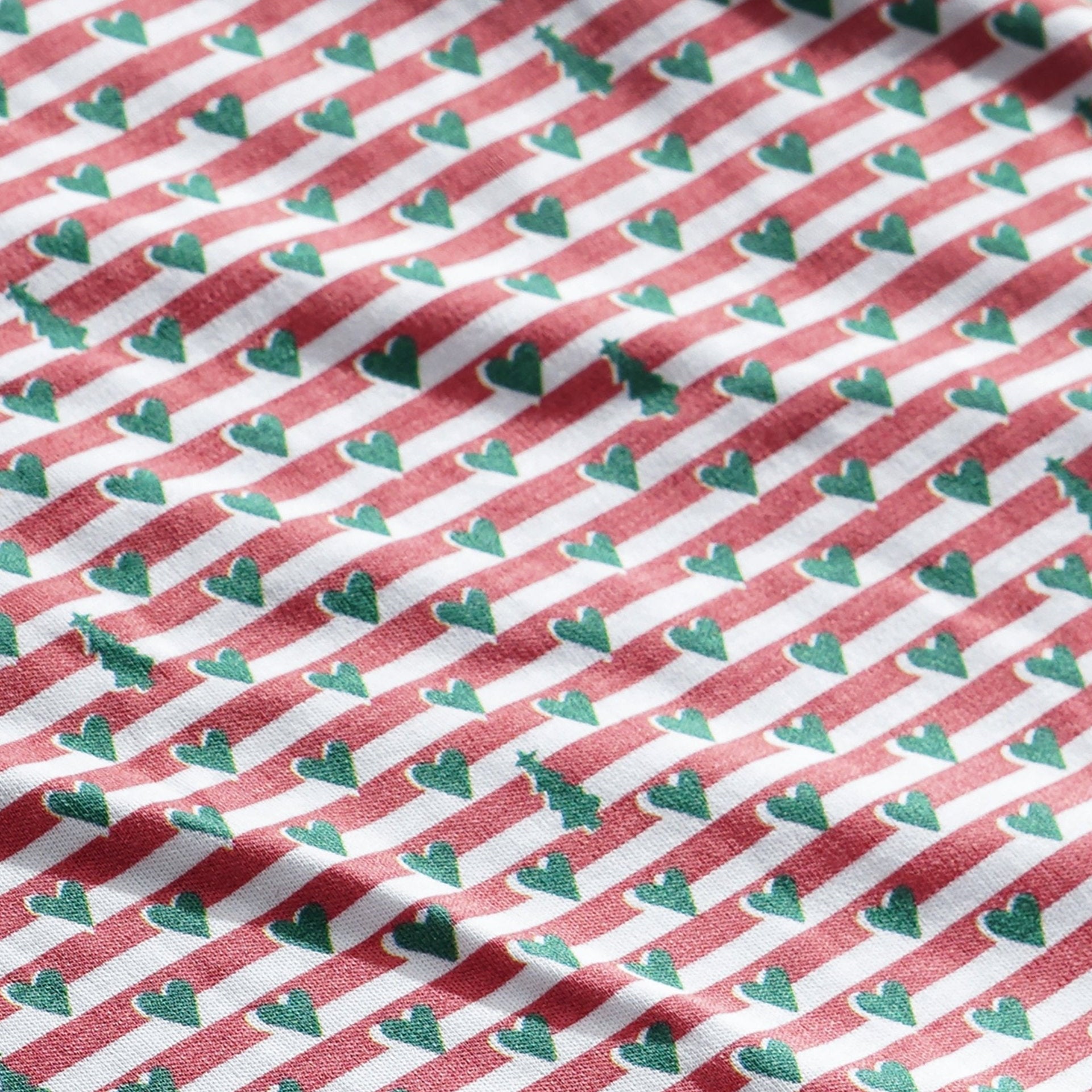 Christmas Heart Stripe Print 