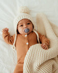 Natural Garter Stitch Knit Baby Bonnet
