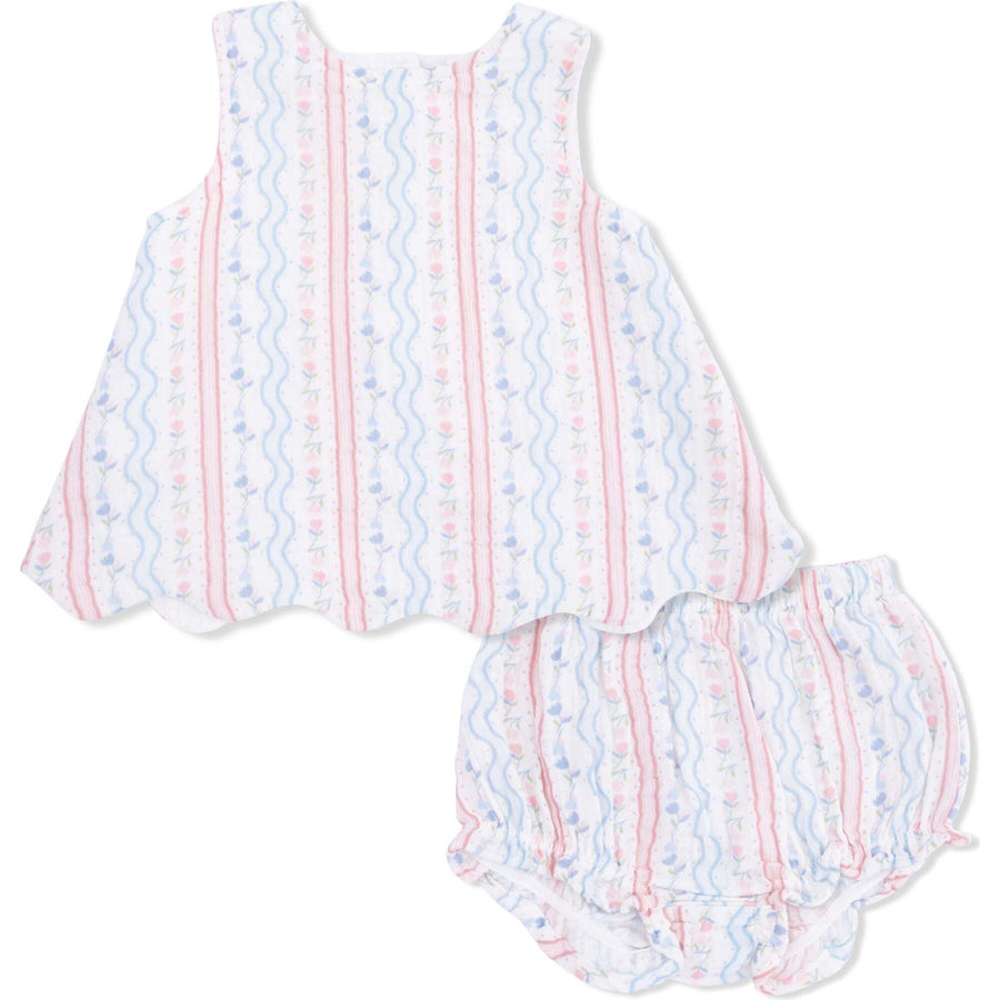Angel Dear Tulip Stripe - Scallop Back Top with Bloomer