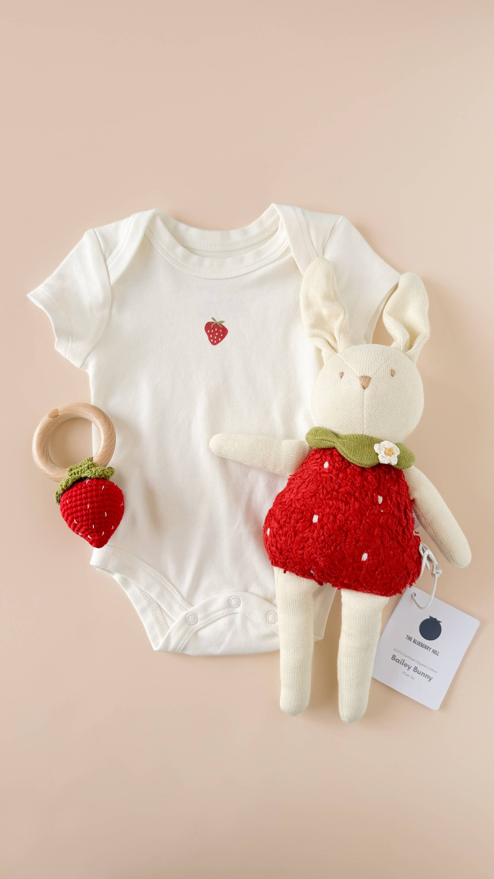 Teether Strawberry Red Cotton Crochet Rattle Baby Toy Summer: In Stock
