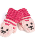 Pink Knit Stripe Cat Mittens