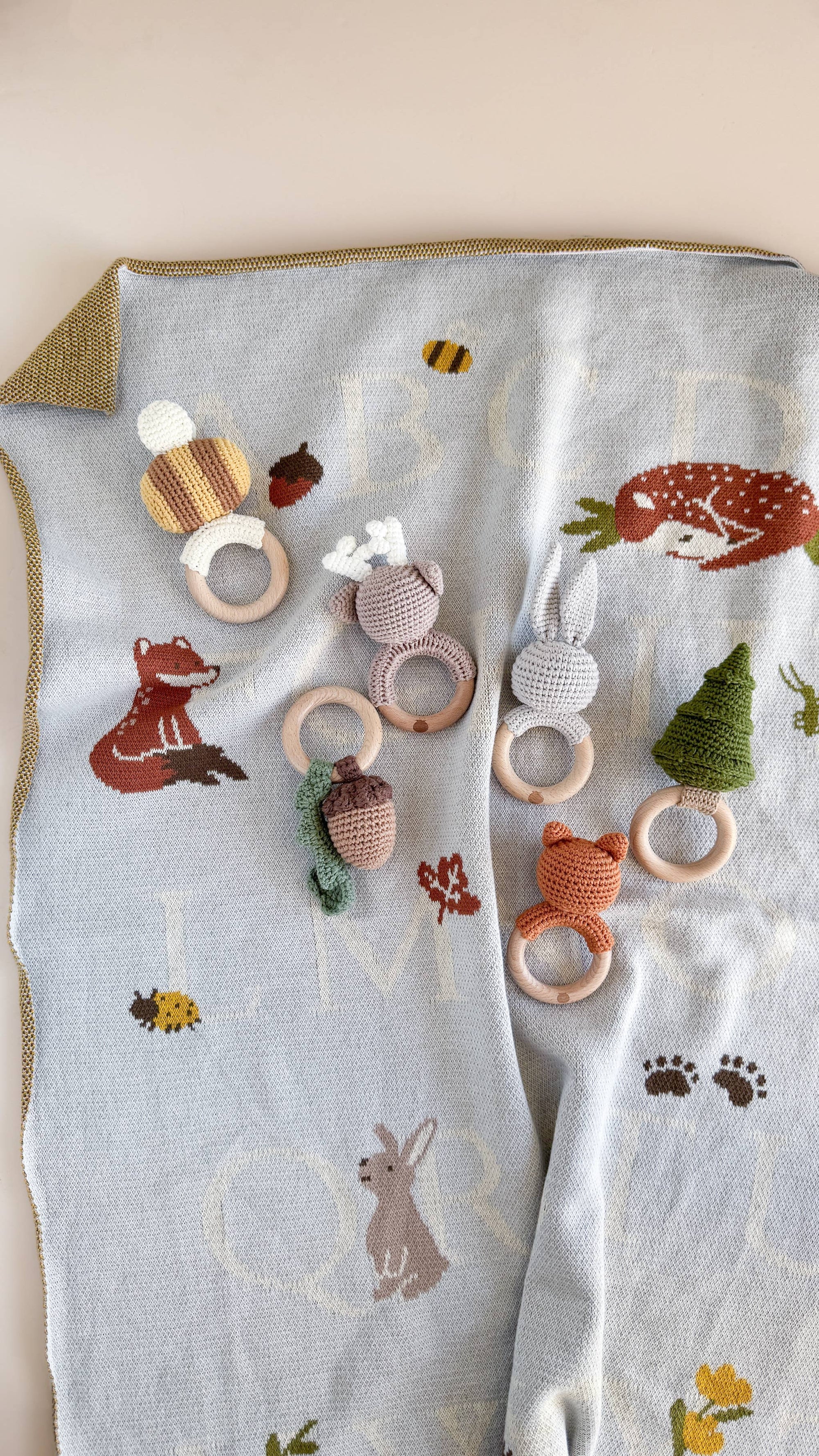 Teether Bee Cotton Crochet Rattle Spring Summer Baby Toy: In Stock