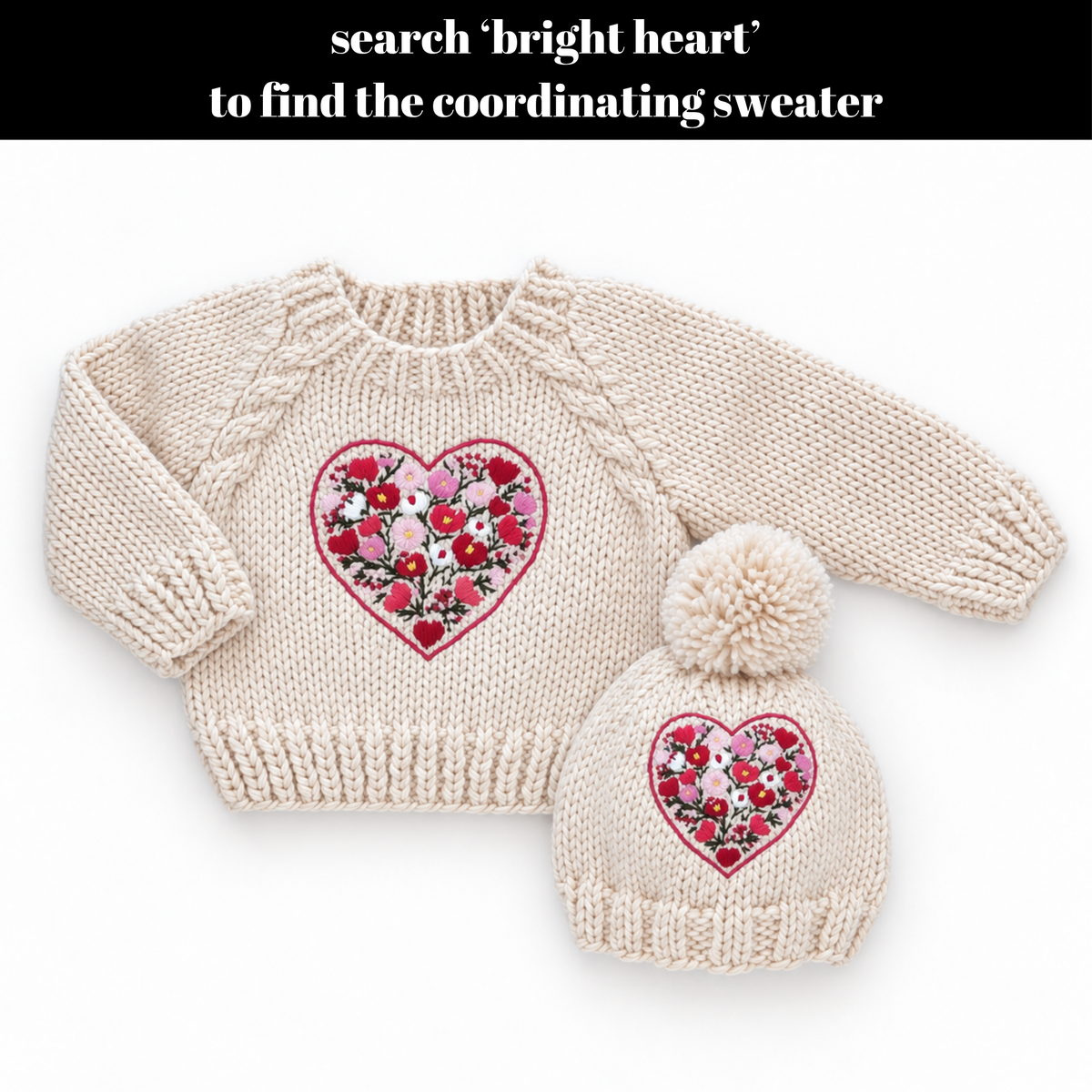 Bright Embroidered Heart Beanie Hat for Baby &amp; Kids