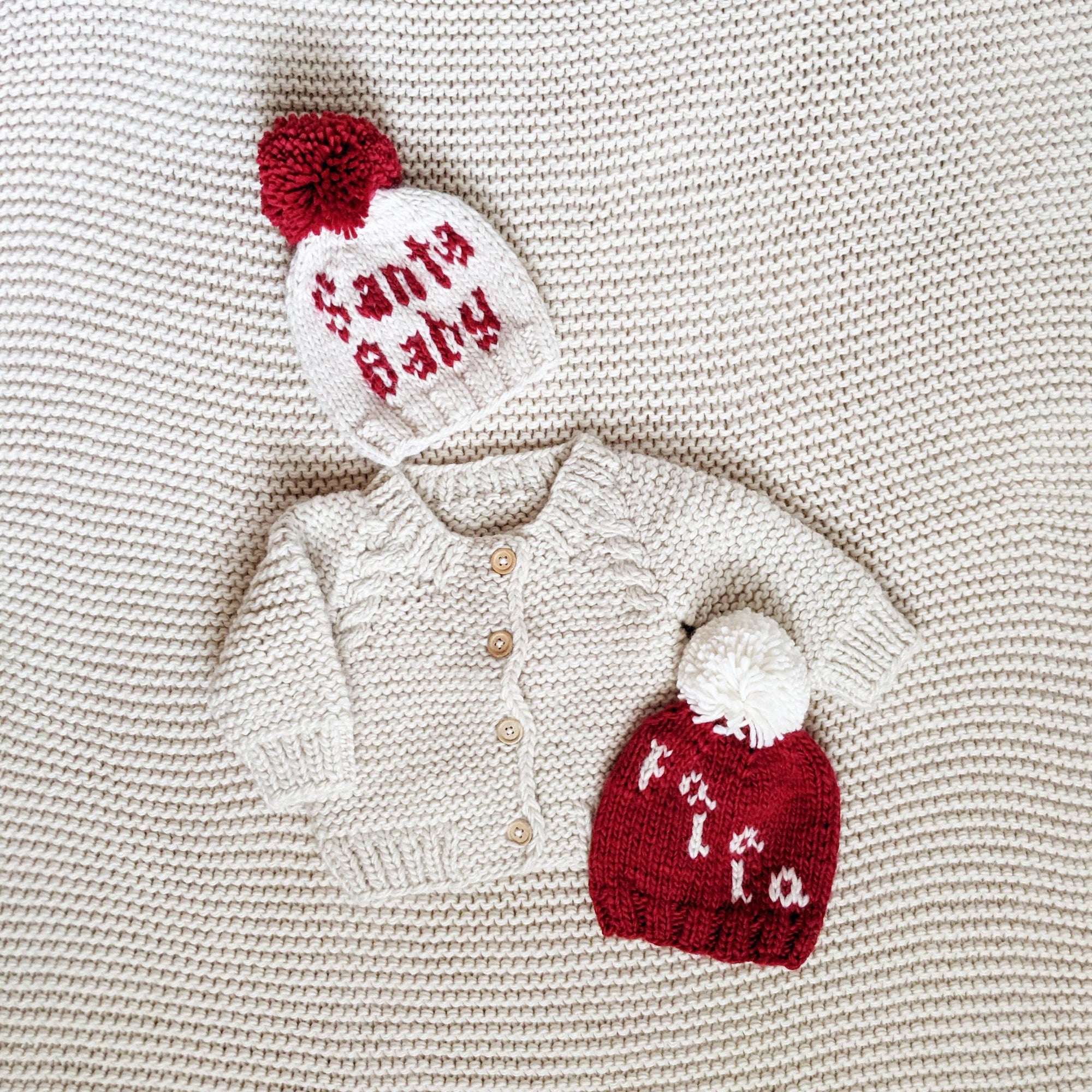 Santa Baby Hand Knit Beanie Baby Snow Hat