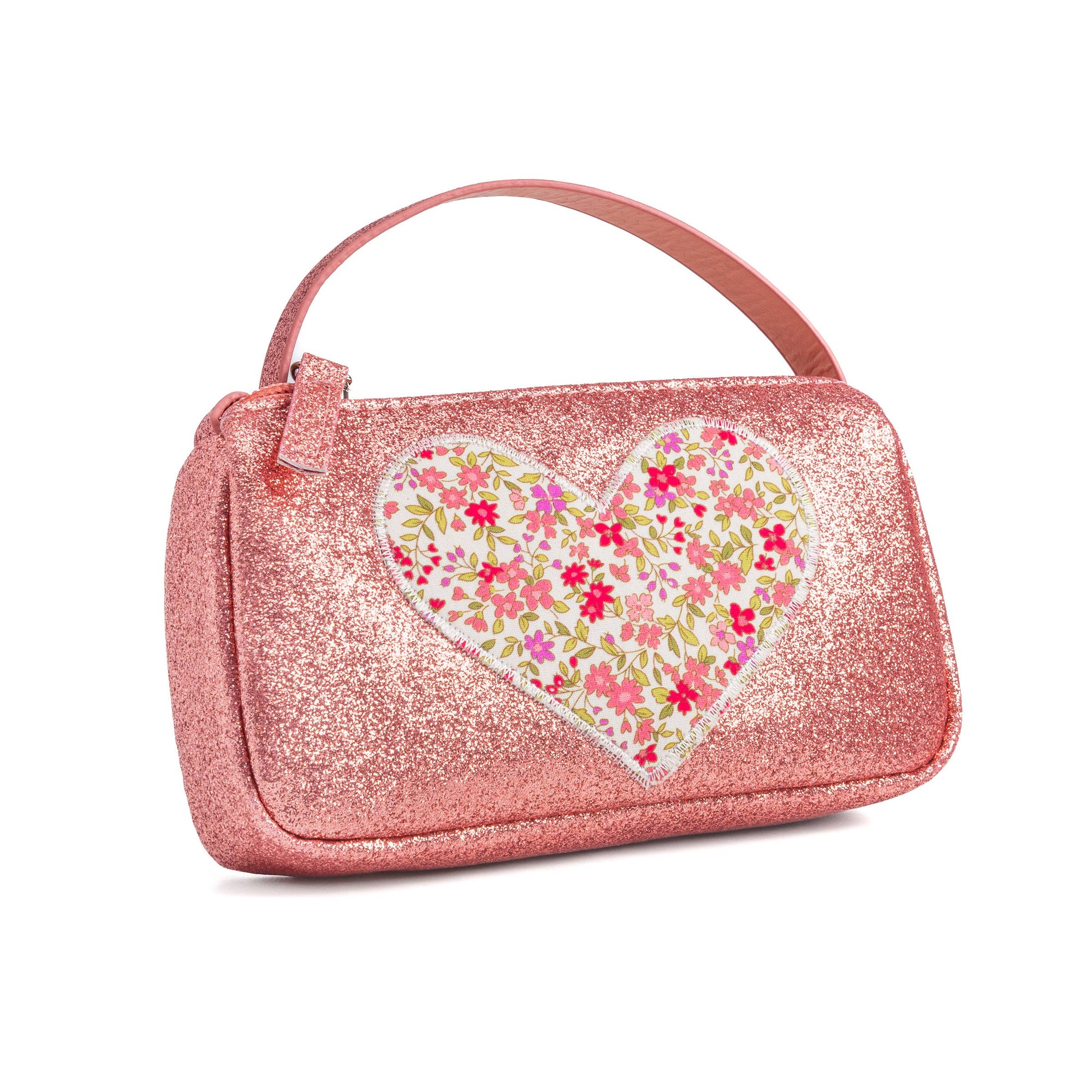 Little Girls Glitter Sparkle Purse with Heart : Warm Silver