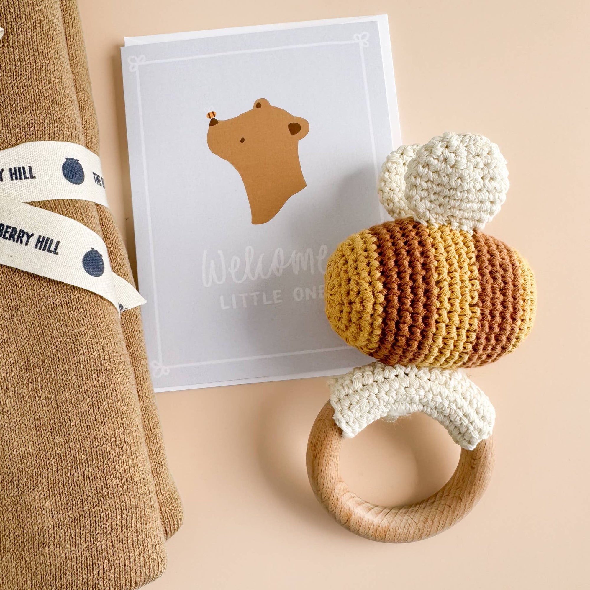 Teether Bee Cotton Crochet Rattle Spring Summer Baby Toy: In Stock