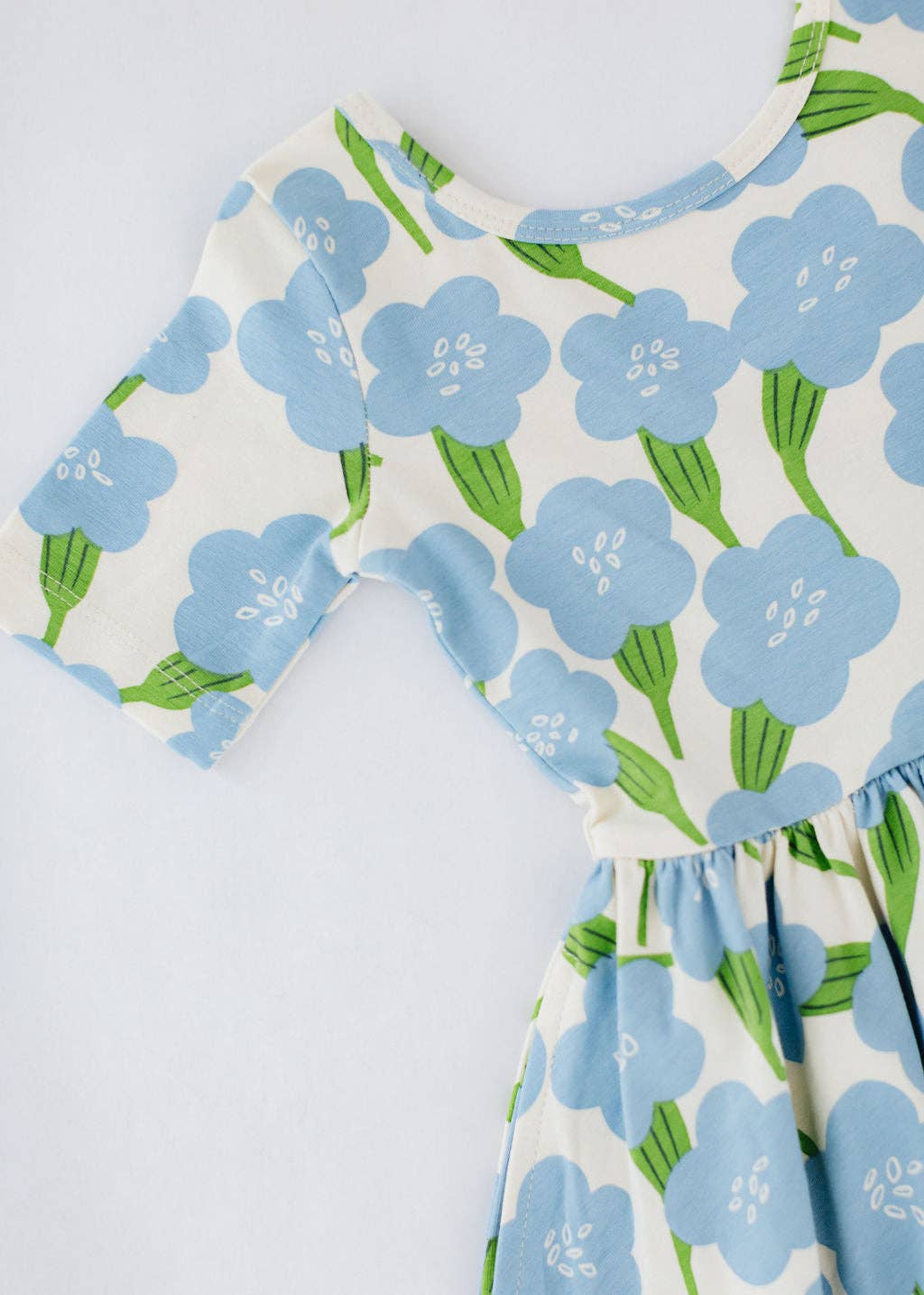 Short Sleeve Twirl Dress in Blue Garden: Blue Garden