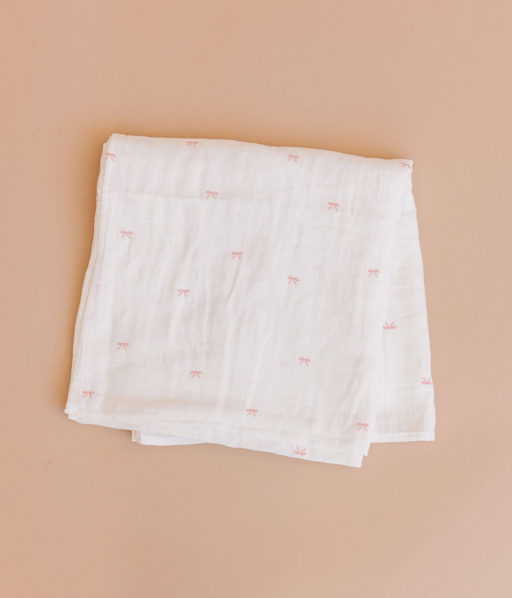 Muslin Swaddle Pink Bow Baby Shower Girl Organic Cotton Gift: Pink