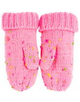 Girls Sprinkled Hot Pink Knitted Mittens