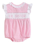 Pink Striped Lil Sister Smocked Romper