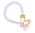 Kids Lavender Bead, Lobster Claw, Unicorn, Heart Bracelet