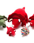 Triceratops Dinosaur Baby Rattle, Knitted Red Baby Toy