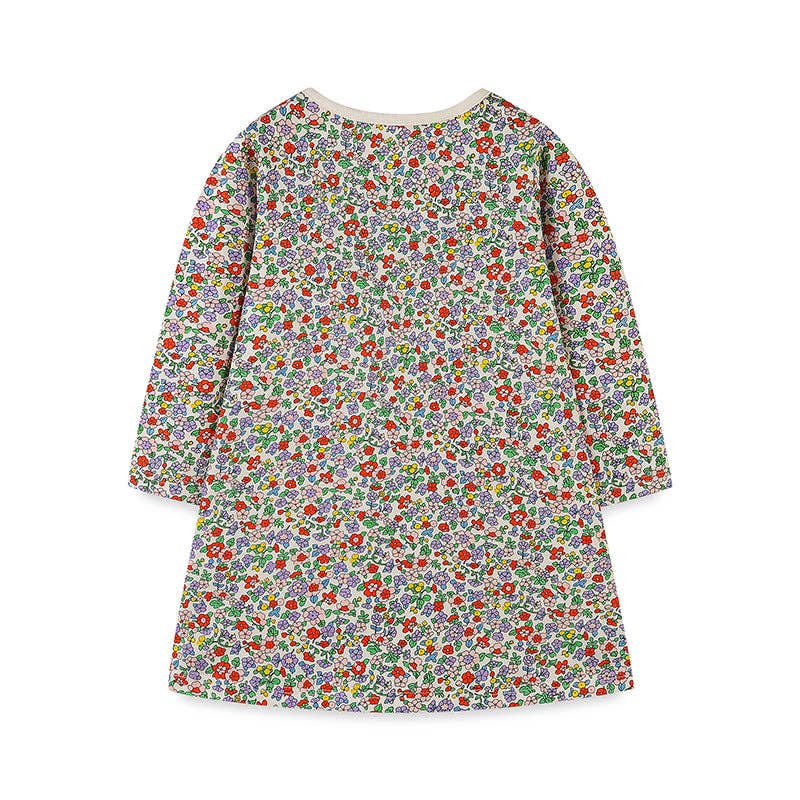 Girls' Floral Princess Dress with Pumpkin Embroidery