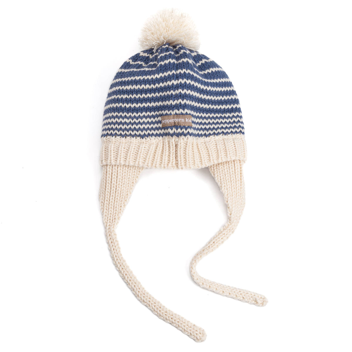 Kids Earflap Winter Hat- Striped Blue- Toddler