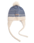 Kids Earflap Winter Hat- Striped Blue- Toddler