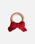 Cotton Crochet Teether Bow Red | Fall Christmas Gift Holiday