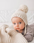 Natural Garter Stitch Knit Baby Bonnet