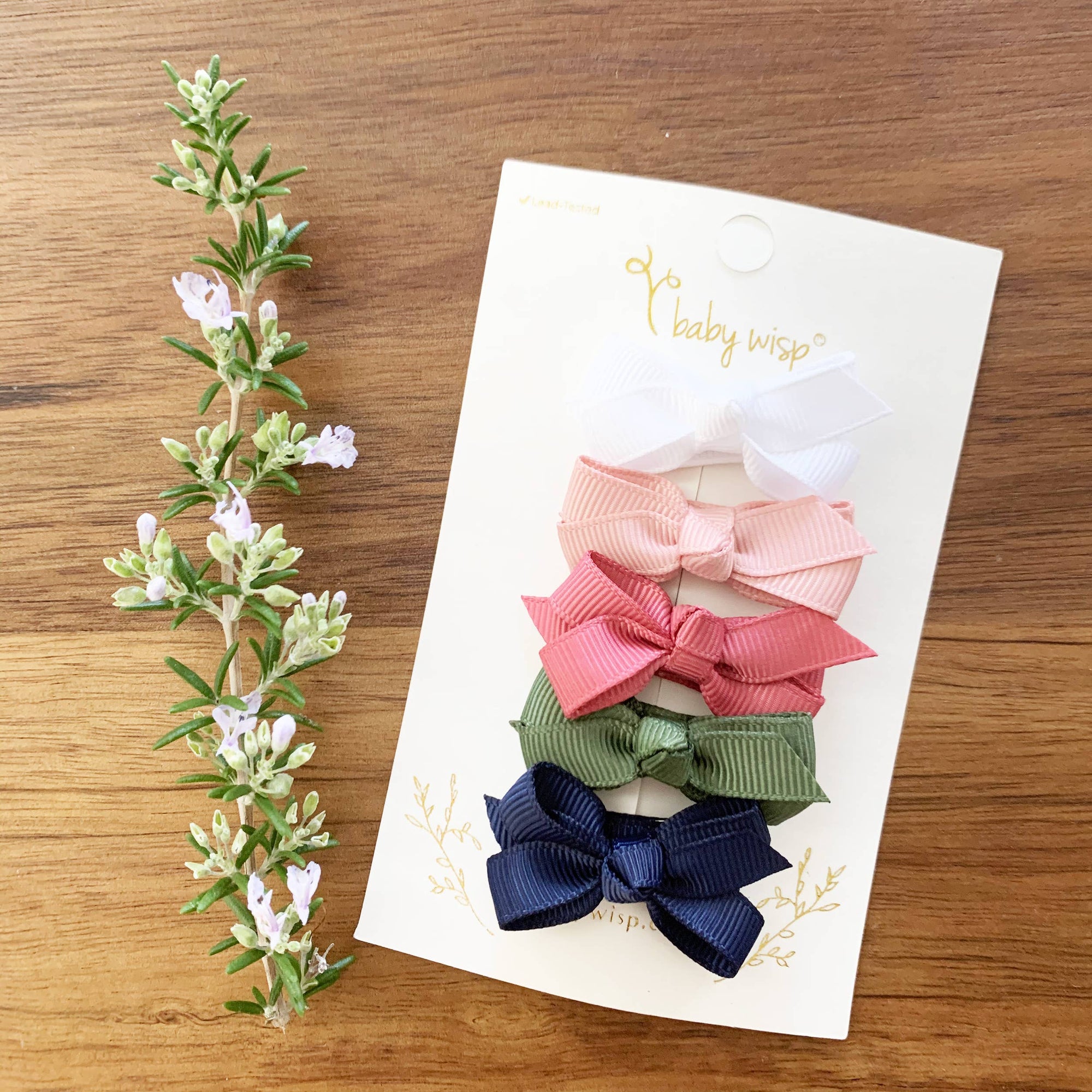 5 Chelsea Boutique Grosgrain Bows on Snap Clips - Juniper