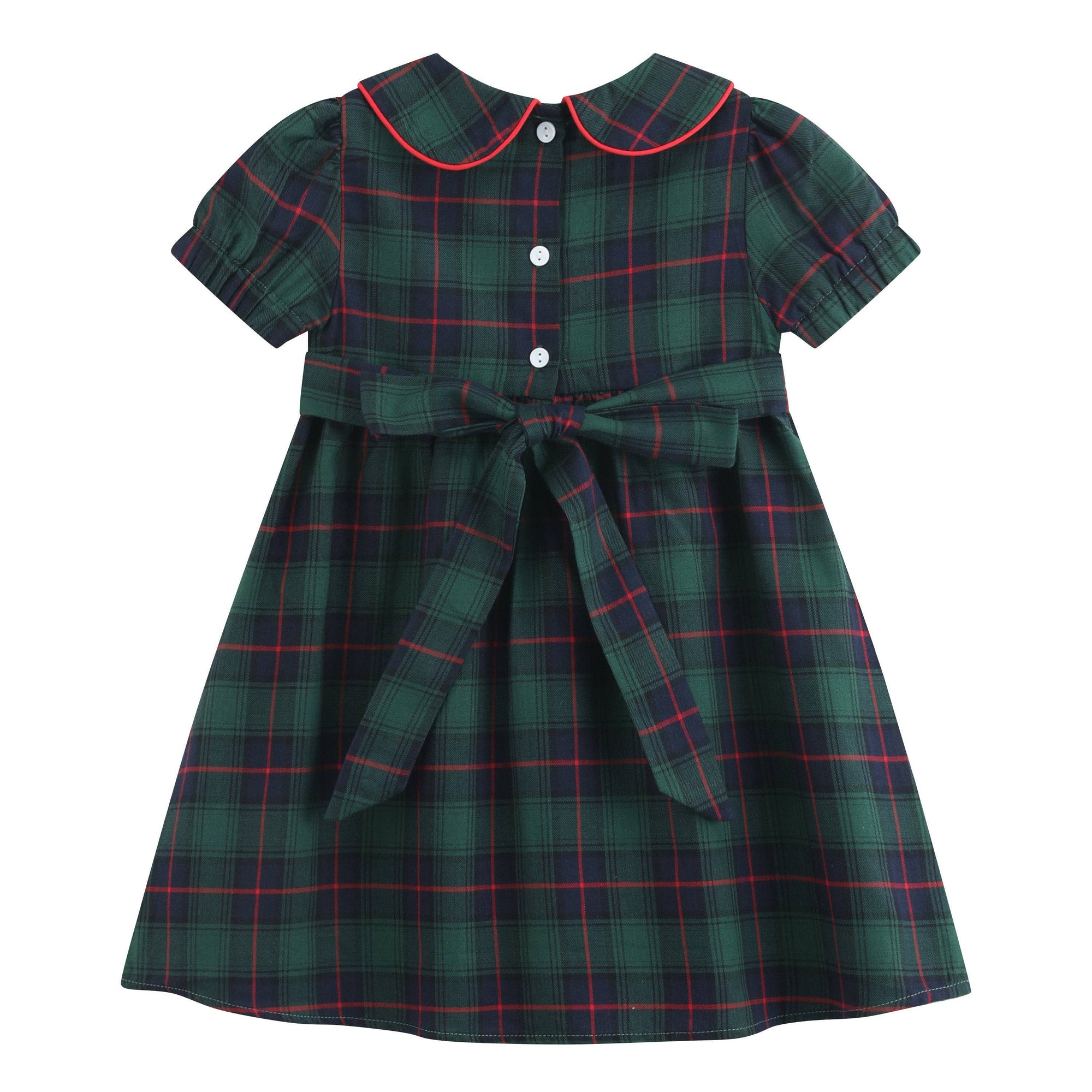 Blue, Green Red Plaid Smocked Collared Dress