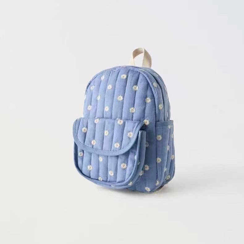 Kids Floral Daisy Backpack Lightweight School Bag: Blue