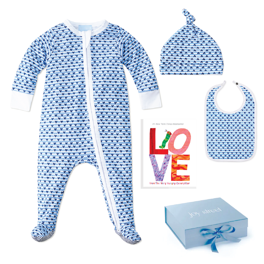 Joy Street Kids Sailor Stripe Heart Baby Gift Set, Blue