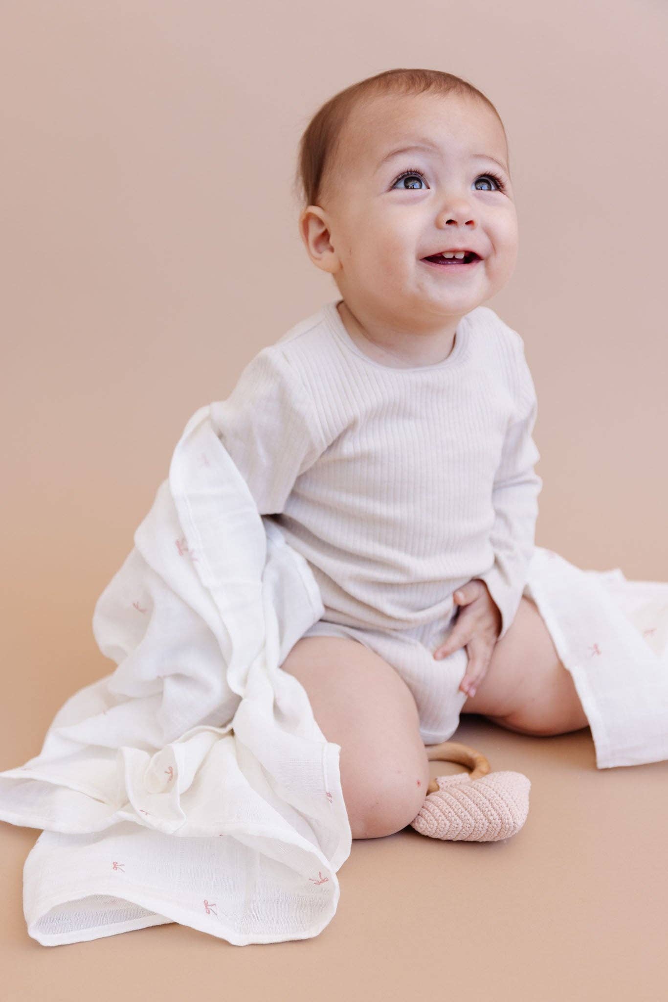 Muslin Swaddle Pink Bow Baby Shower Girl Organic Cotton Gift: Pink