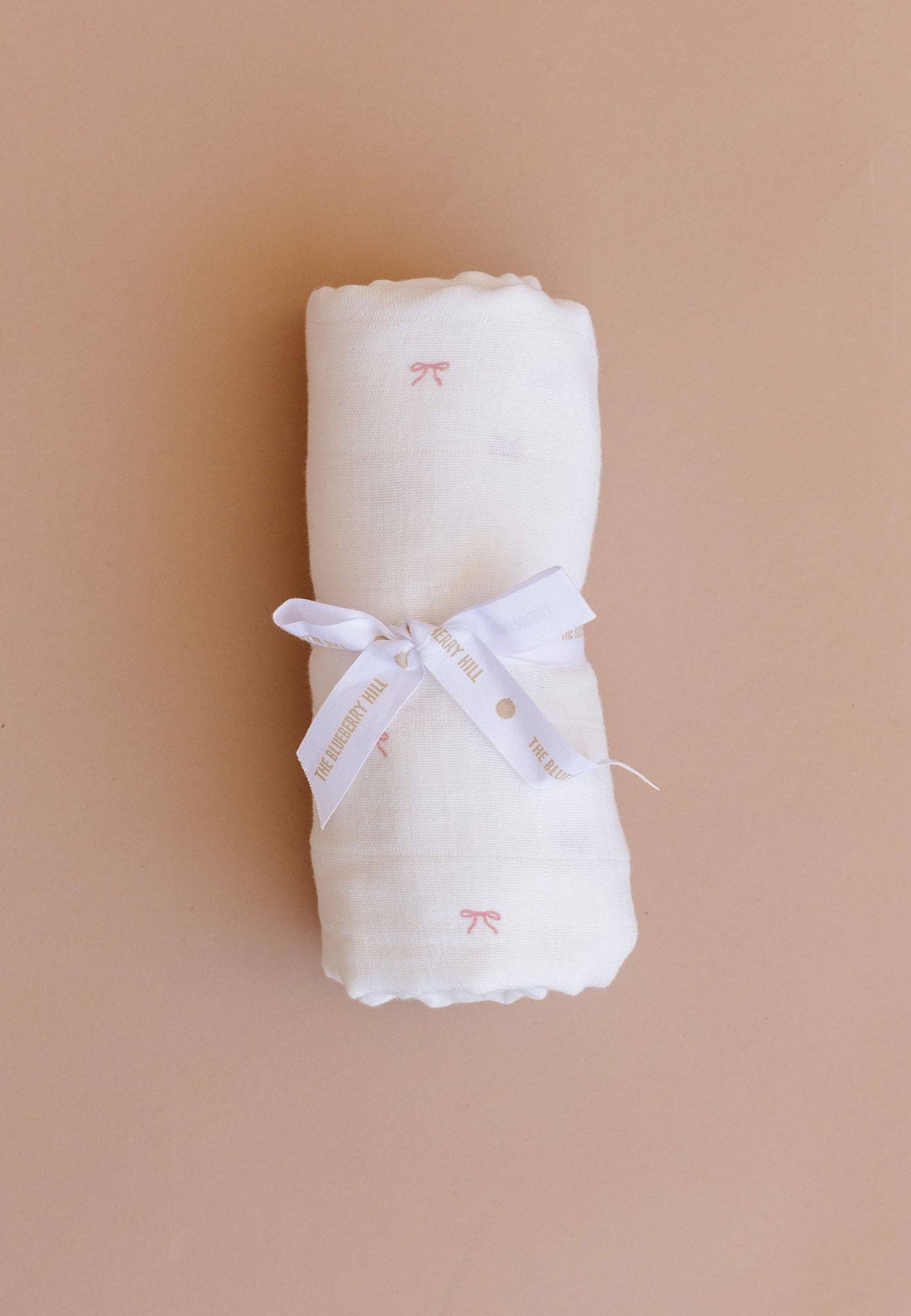 Muslin Swaddle Pink Bow Baby Shower Girl Organic Cotton Gift: Pink