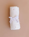 Muslin Swaddle Pink Bow Baby Shower Girl Organic Cotton Gift: Pink