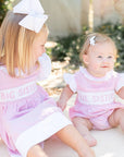 Pink Striped Lil Sister Smocked Romper