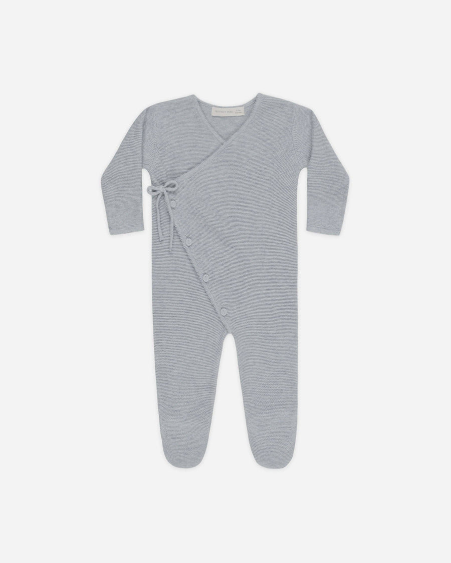 Wrap Knit Footie Heathered Dusty Blue