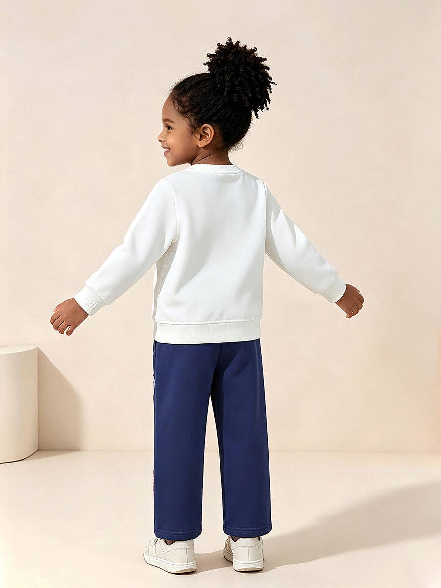 Casual Floral Heart Patch Pants for Girls
