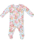 Angeline Floral - 2 Way Ruffle Back Zipper Footie