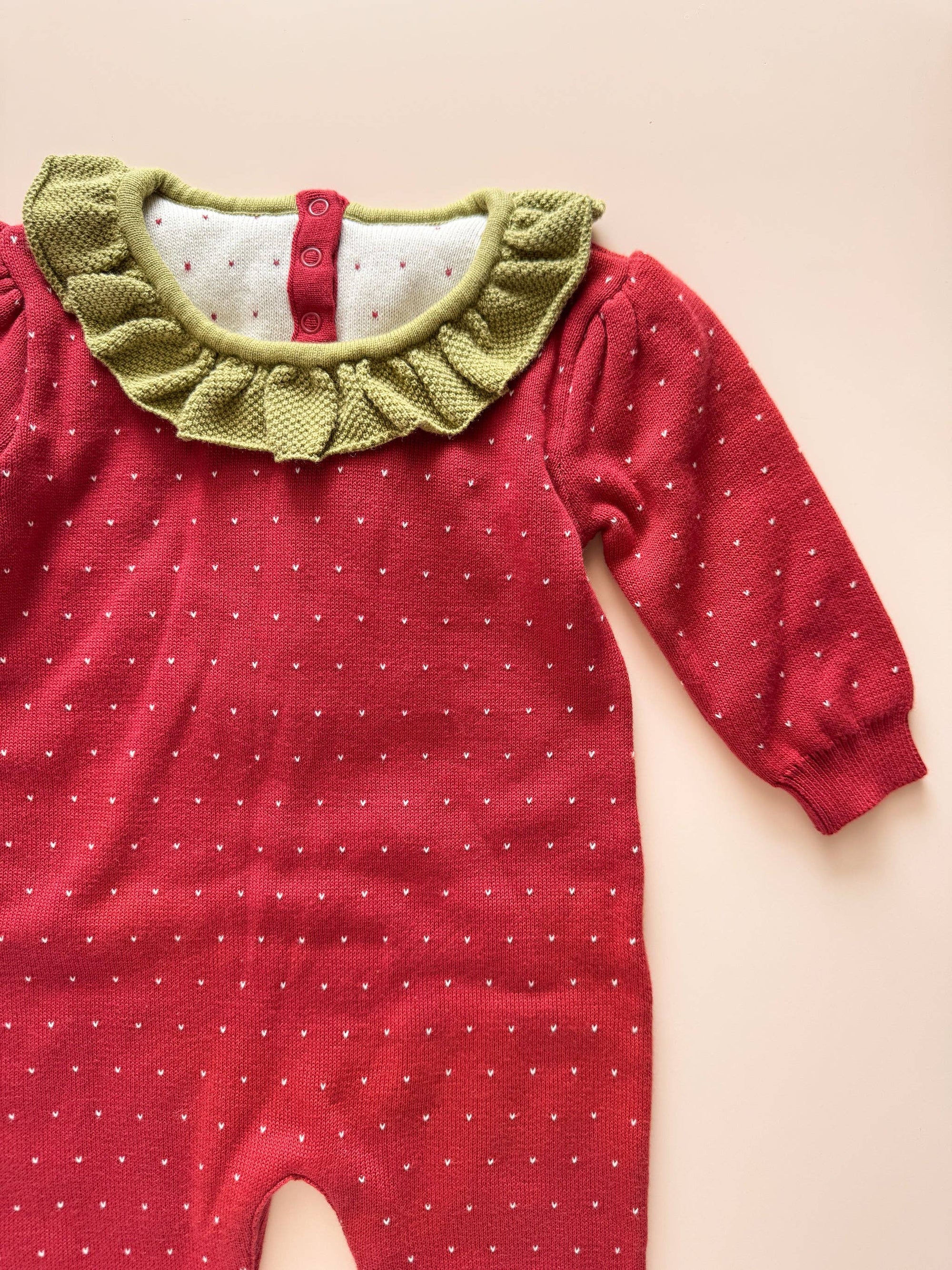 Sweater Knit Romper Strawberry
