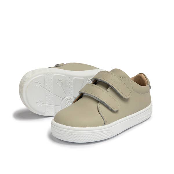 Leather Kids Velcro Sneakers - Gray