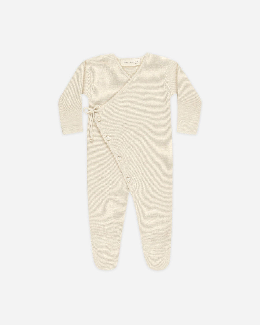 Wrap Knit Footie Heathered Natural