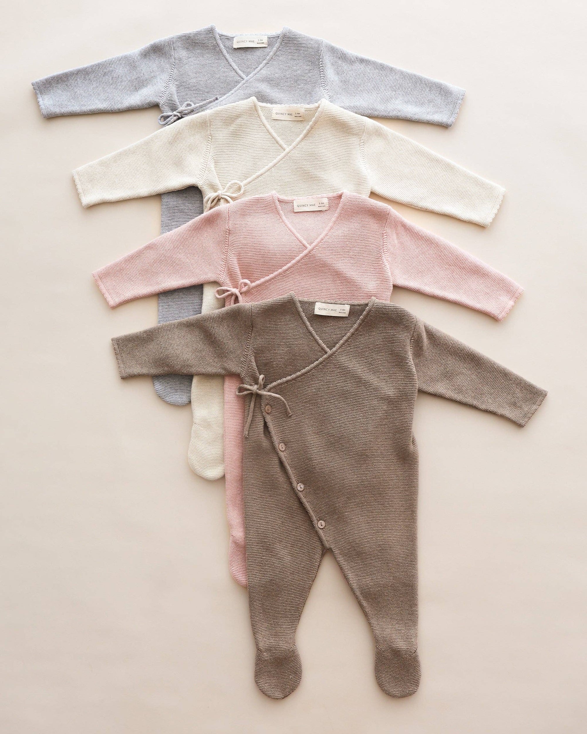 Wrap Knit Footie Heathered Dusty Blue