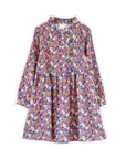 Girls Long Sleeves Dress with Front Ruffle | Garden Confetti