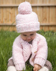 Blush Pink Garter Stitch Baby Cardigan Sweater