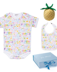 joy street charleston baby gift set with ss bodysuit, bib & pineapple rattel