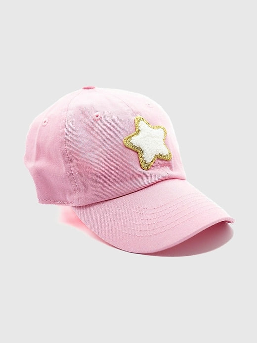 Glitter Gold Terry Star Patch Hat - Light Pink, Toddler (1Y-4Y)