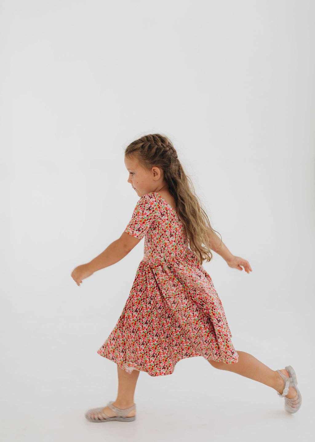 Short Sleeve Twirl Dress in Posy Pop: Posy Pop