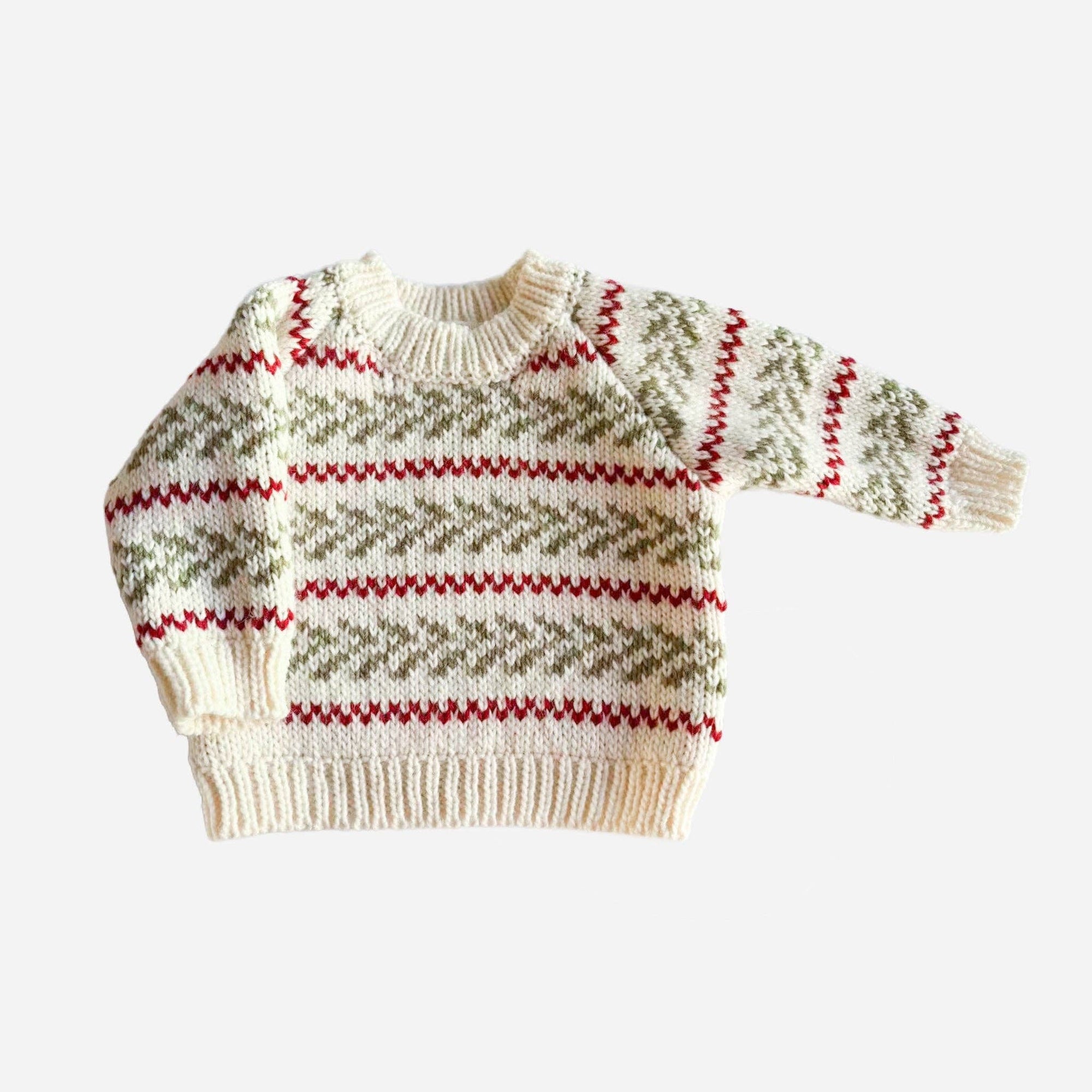 Evergreen Sweater Christmas Holiday Pullover Red Green Pine