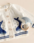 Cotton Whale Cardigan Nautical Baby Newborn Kid Spring Gift: Blue
