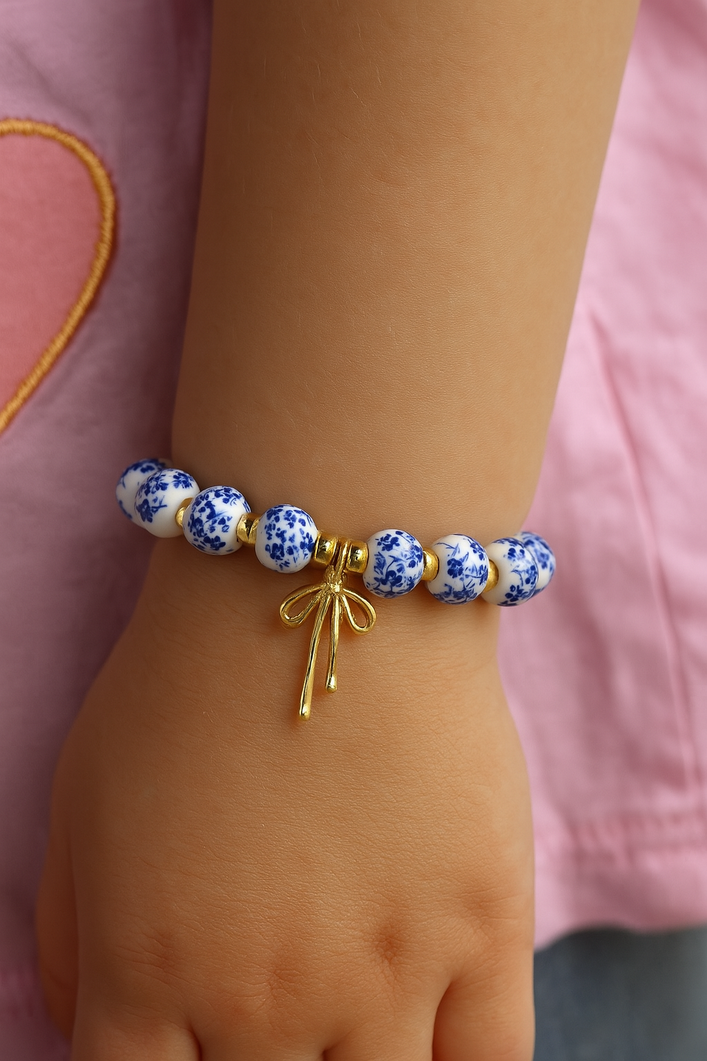 Chinoiserie Beaded Bracelet: Blue