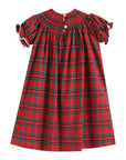 Red Christmas Plaid Smocked Bishop Dress