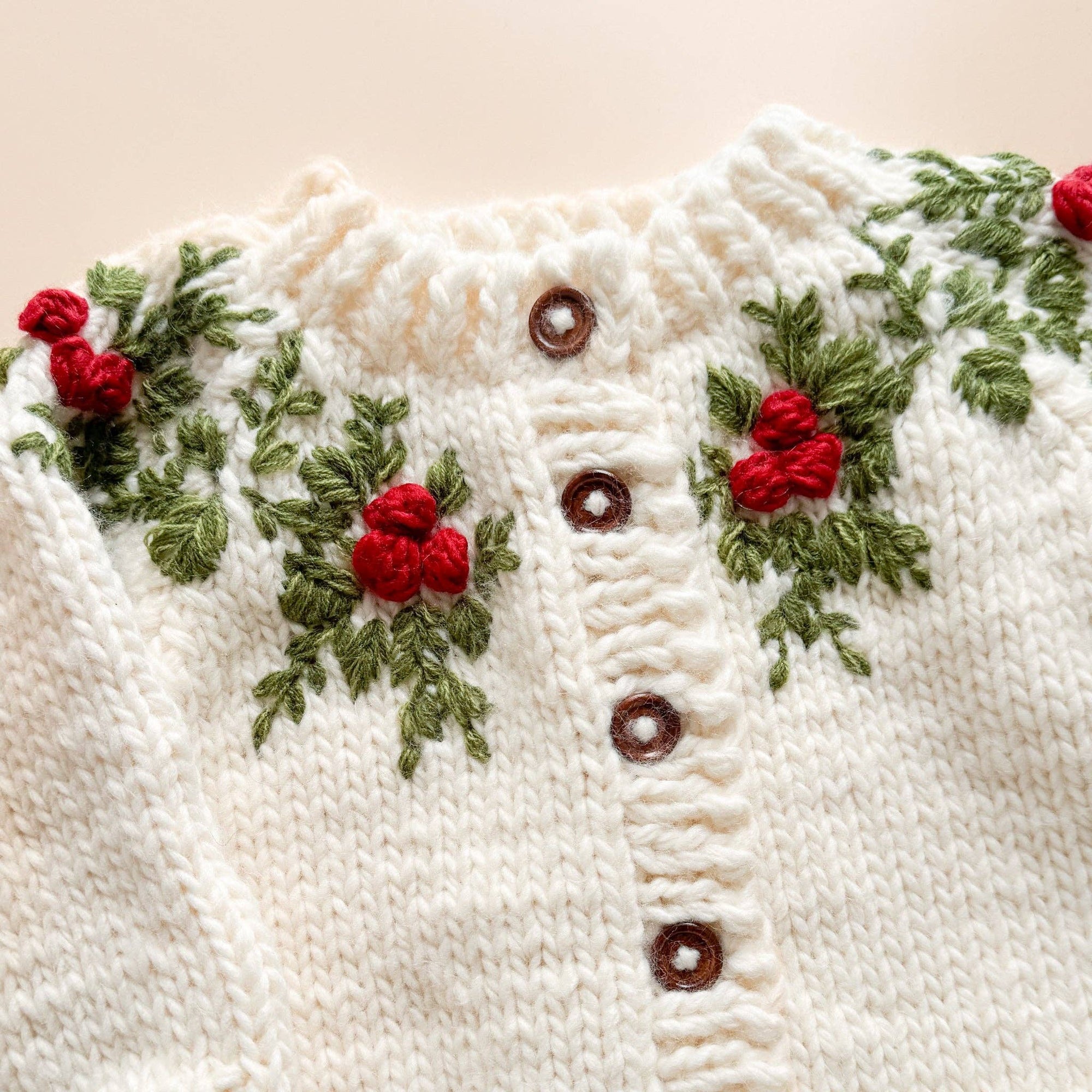 Holly Cardigan Winter Christmas Holiday Berry Mistletoe